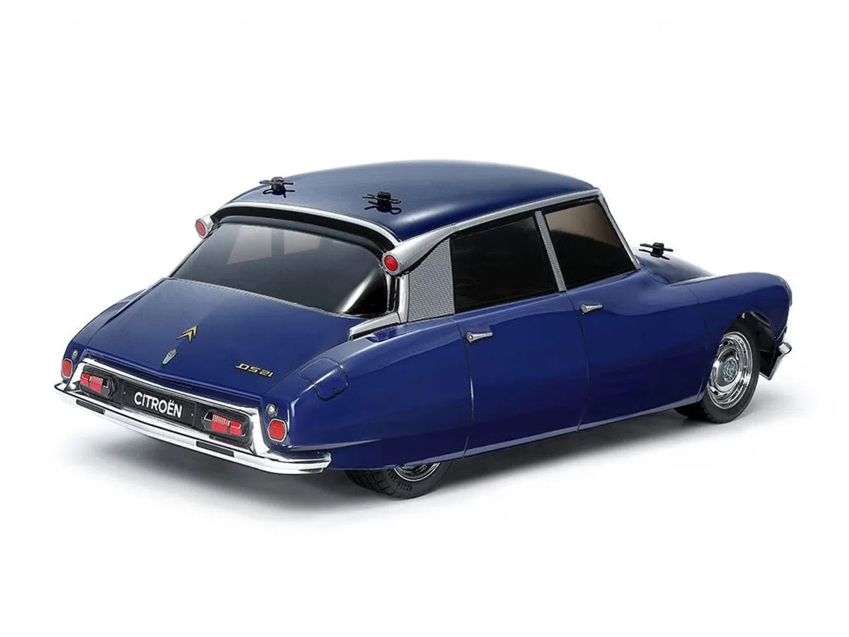 TAMIYA 58734 1:10 RC Citroen DS MB-01 - ferngesteuertes Auto, Fahrzeug, Modellbau, Zusammenbauen, Hobby, RC Bausatz, unlackiert, Blau