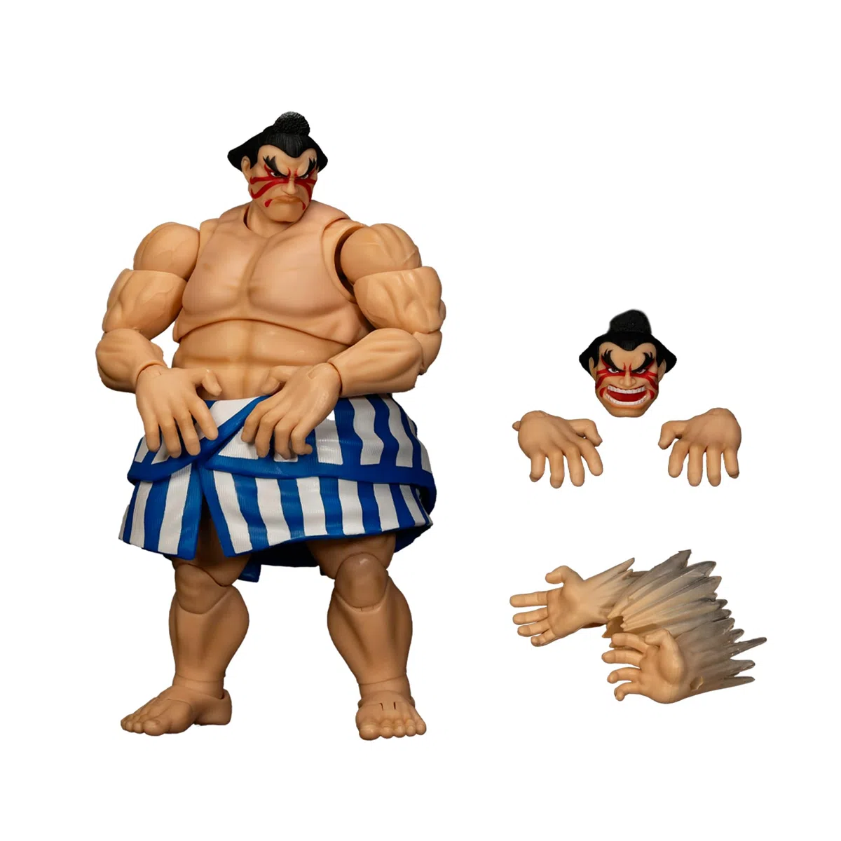 Jada Toys Street Fighter Figur E. Honda (16 cm) - bewegliche Sammel- und Actionfigur aus Street Fighter 2: The Final Challengers, mit alternativem Kopf, Händen und Zubehör, ab 13 Jahre