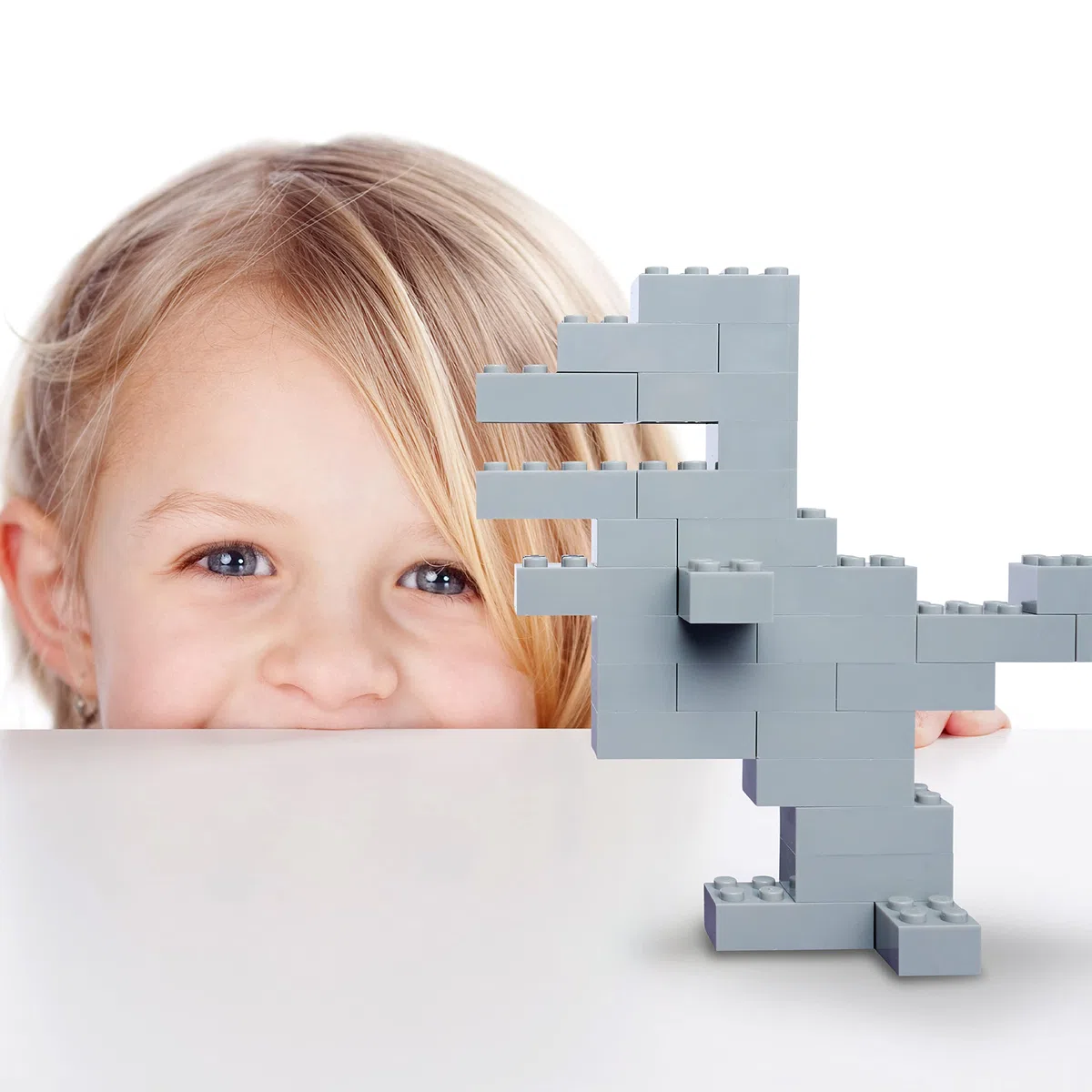 Simba Blox 500 graue Bausteine - 8er Steine kompatibel mit Anderen Herstellern - Baustein Set für Kinder ab 3 Jahren - im Karton - hochwertige Spielsteine kindgerecht