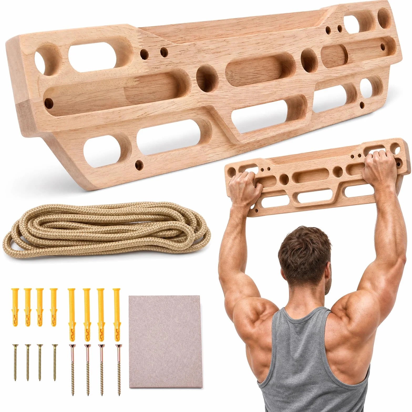 Hangboard Türrahmen,Kletterbrett aus Holz mit Schrauben,Fingerboard Klettern und Bouldern,inklusive Klettergriffe,Fingertraining & Trainingsgerät für Anfänger und Fortgeschrittene