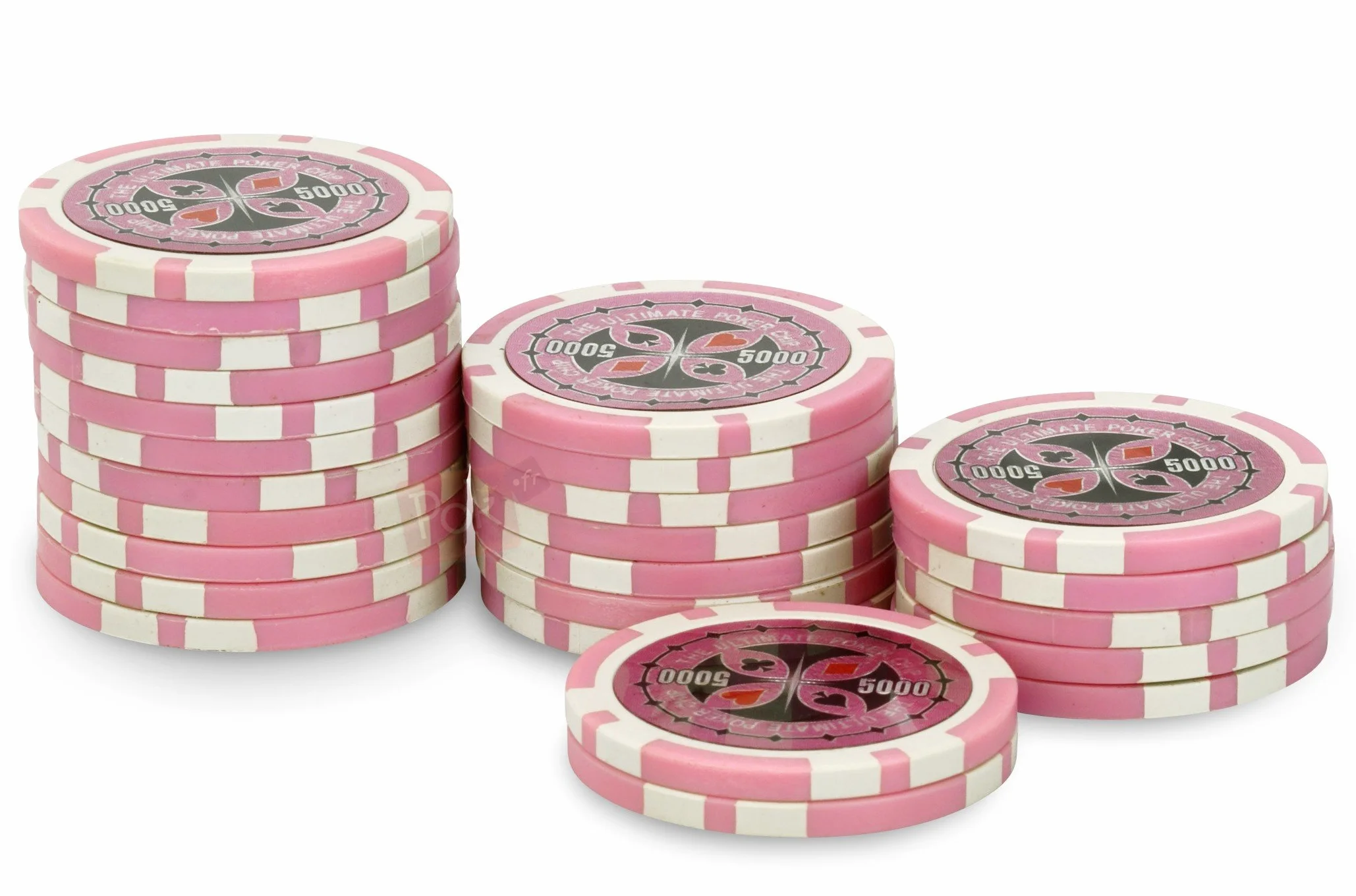 Pokerchips 11,5g Metallkern Laser-Chips - 25 Stück Rolle, Wert 5000 Pink - Texas Hold'em Blackjack Poker Chips Set Profi
