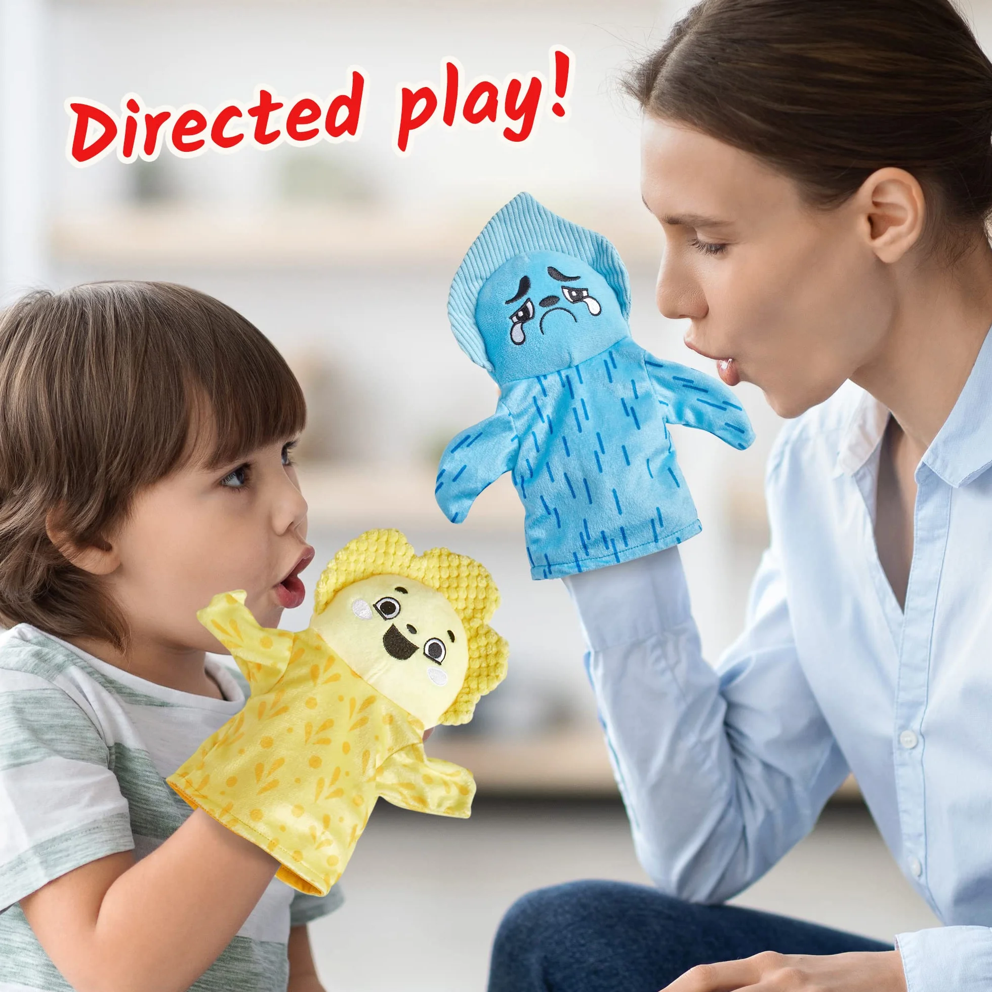 Learning Resources Feelings Family Handpuppen-Set, Handpuppen für Kinder, Gefühle kennenlernen, 5 Handpuppen „Gefühle“, Glücklich, Traurig, Überrascht, Verärgert und Verängstigt