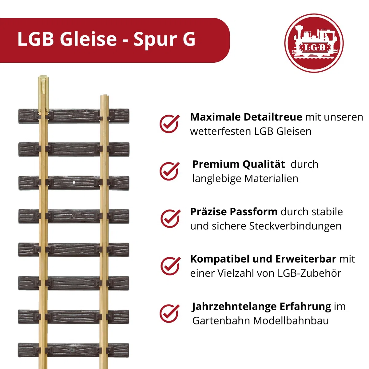 LGB 10000 - Gerades Gleis Länge 300 mm, Spur G