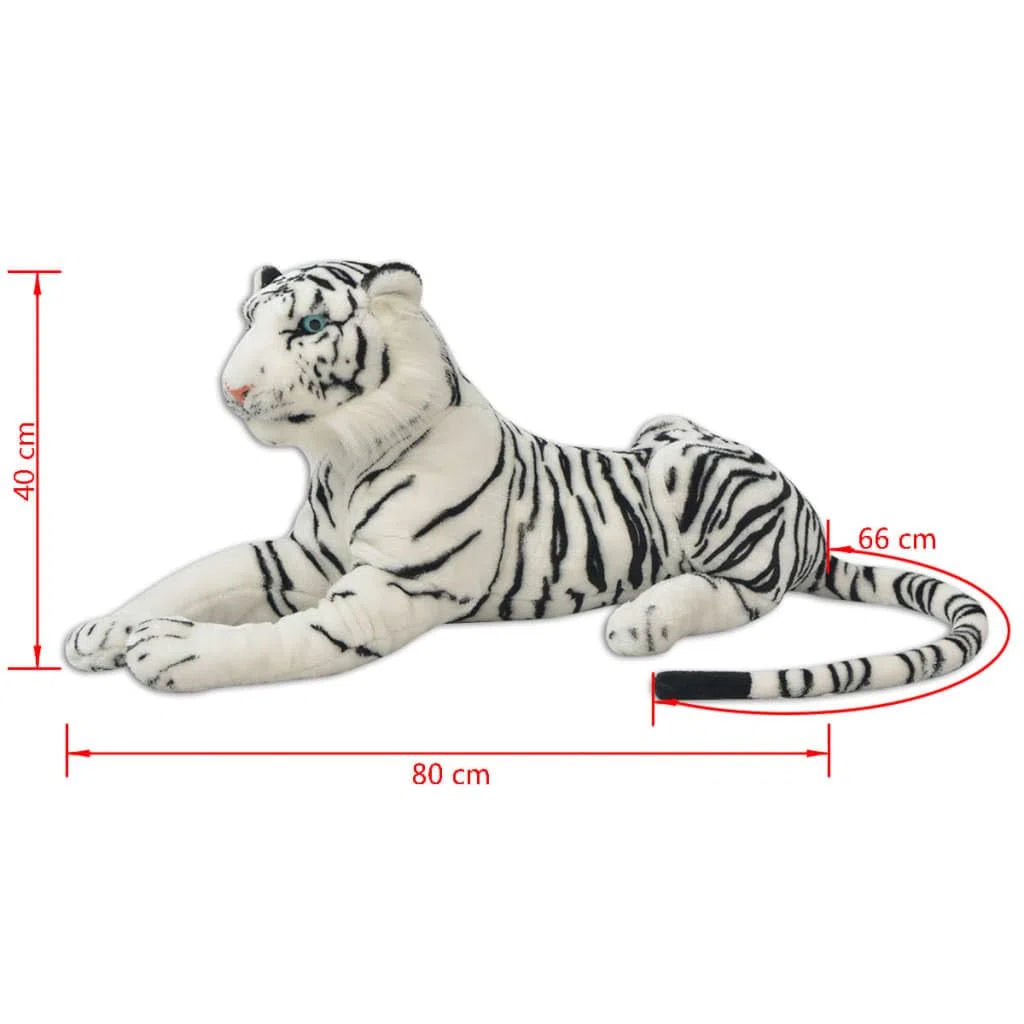 Mangloder Weißes XXL Tiger Plüschtier Kuscheltier Stofftier Kinderzimmer Dekoration Geschenk für Babys und Kinder ab 36 Monaten, Weiches Plüsch Kuscheltier mit lebensechten Details und großem Komfort