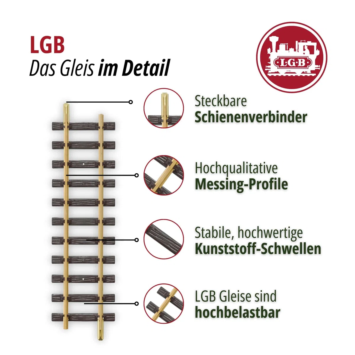 LGB 10000 - Gerades Gleis Länge 300 mm, Spur G
