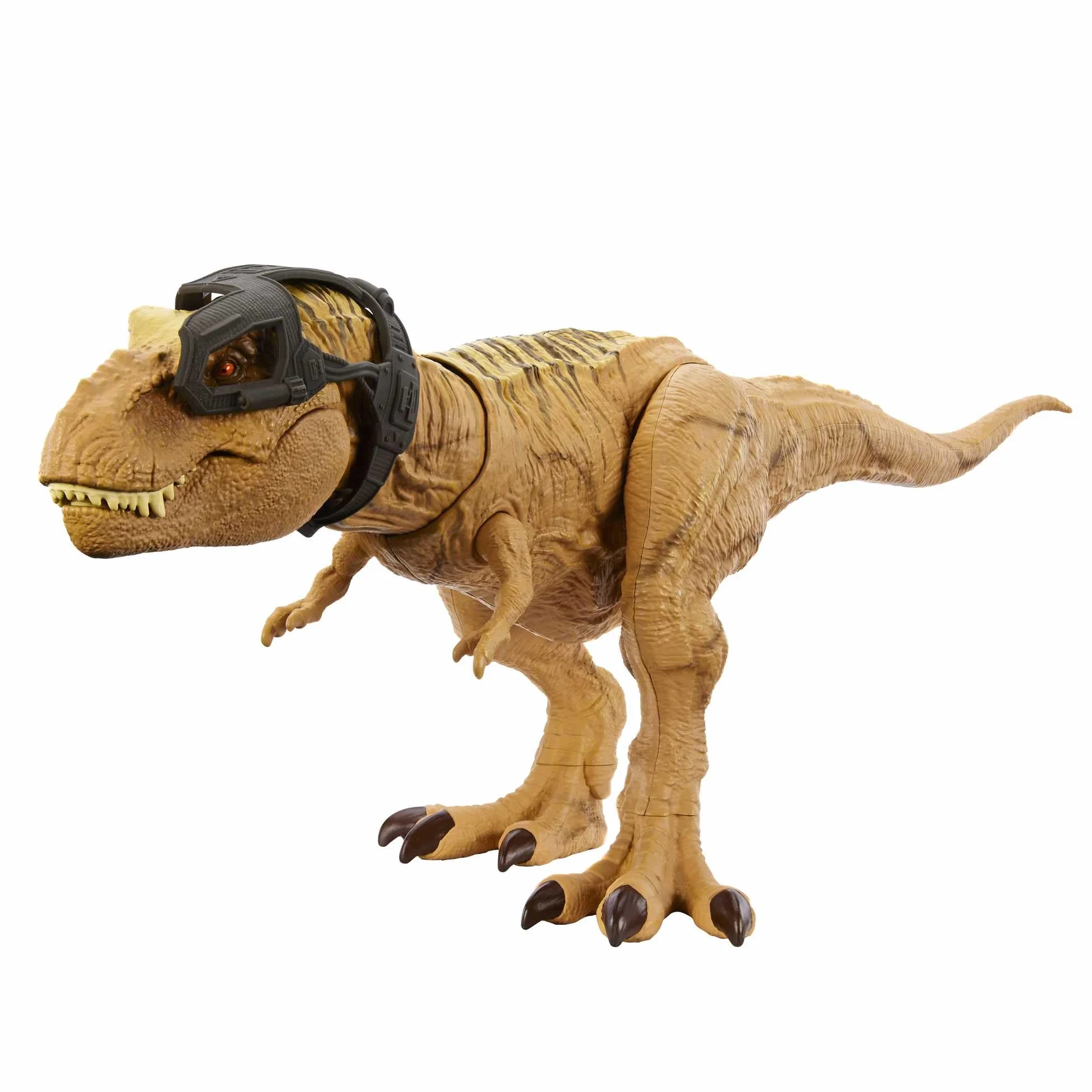 Mattel JURASSIC WORLD Jagen Und Zermalmen Tyrannosaurus-Rex - Dinosaurier Spielzeugfigur mit Geräuschen, Tracking-Ausrüstung für digitale Spiele, einzigartiger Wüstenlook, für Fans ab 4 Jahren, HNT62