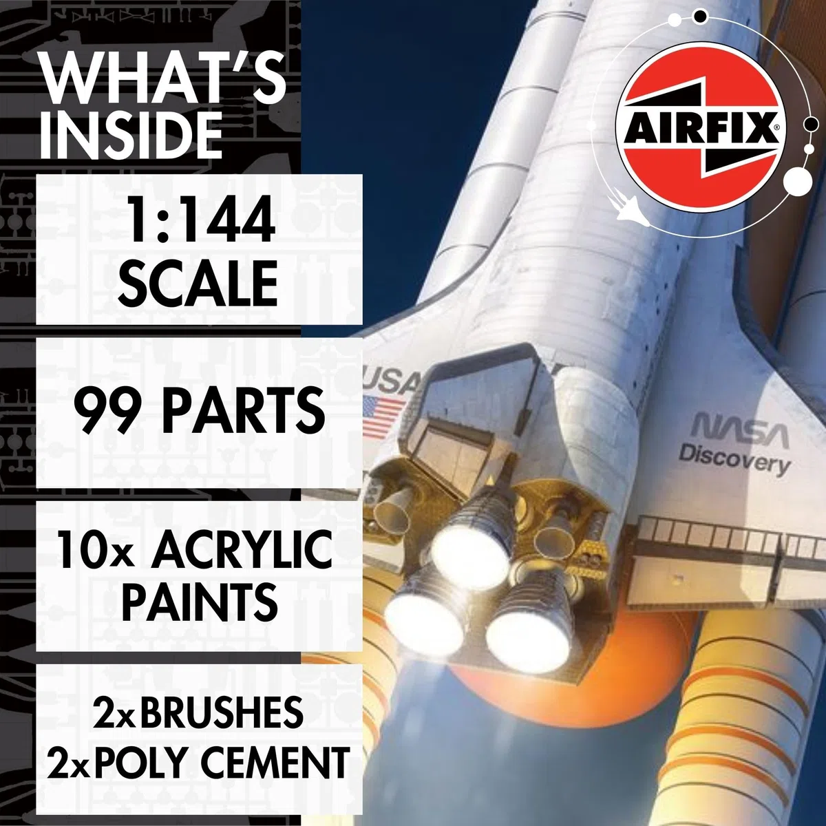 Airfix A50200 Space Shuttle Geschenkset – Plastikmodellbausatz, Raumschiff-Bausatz für Erwachsene und Kinder ab 8 Jahren, beinhaltet: Modell im Maßstab 1:144, Humbrol Acrylfarben