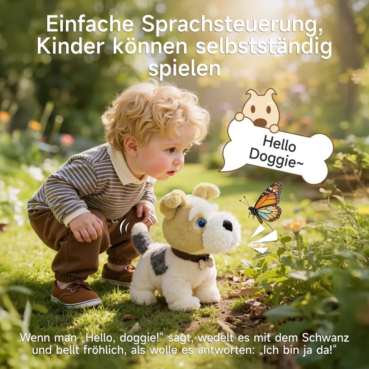 OR OR TU Hund Spielzeug Kinder, Sprachgesteuerte Plüsch Spielzeug Hunde, Elektronische Haustiere, die Singen, Bellen, Laufen und Sich Hinsetzen, Realistische Interaktive Welpen Spielzeuge für Kinder