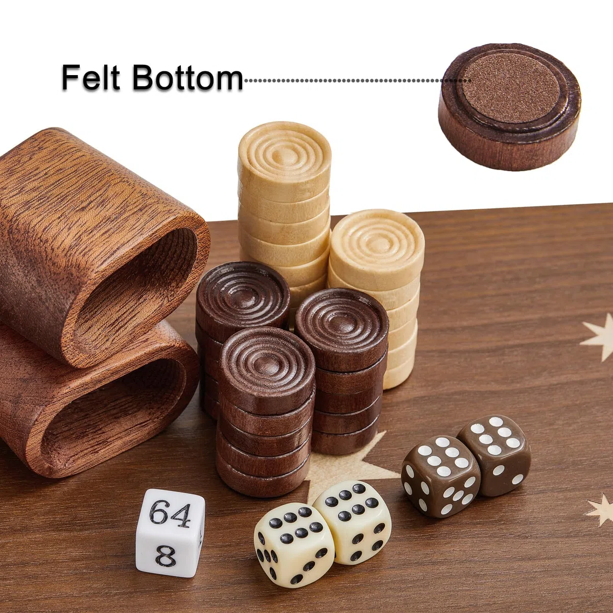 Backgammon Set für Erwachsene Großes 40cm Spielbrett aus Holz Kompakt klappbar & perfekt für Reise Inkl Würfel Klassisches Brettspiel für Zuhause