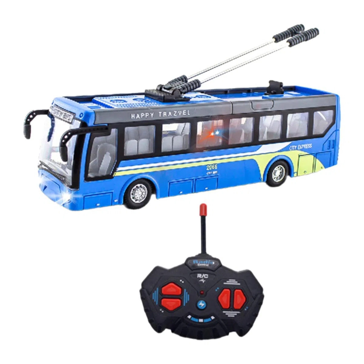 Ferngesteuerter Spielbus 1:32 27 MHz, Türen Zum Öffnen, Modell für Kinder, Jungen, Ferngesteuerter Schulbus, Blau Kurz