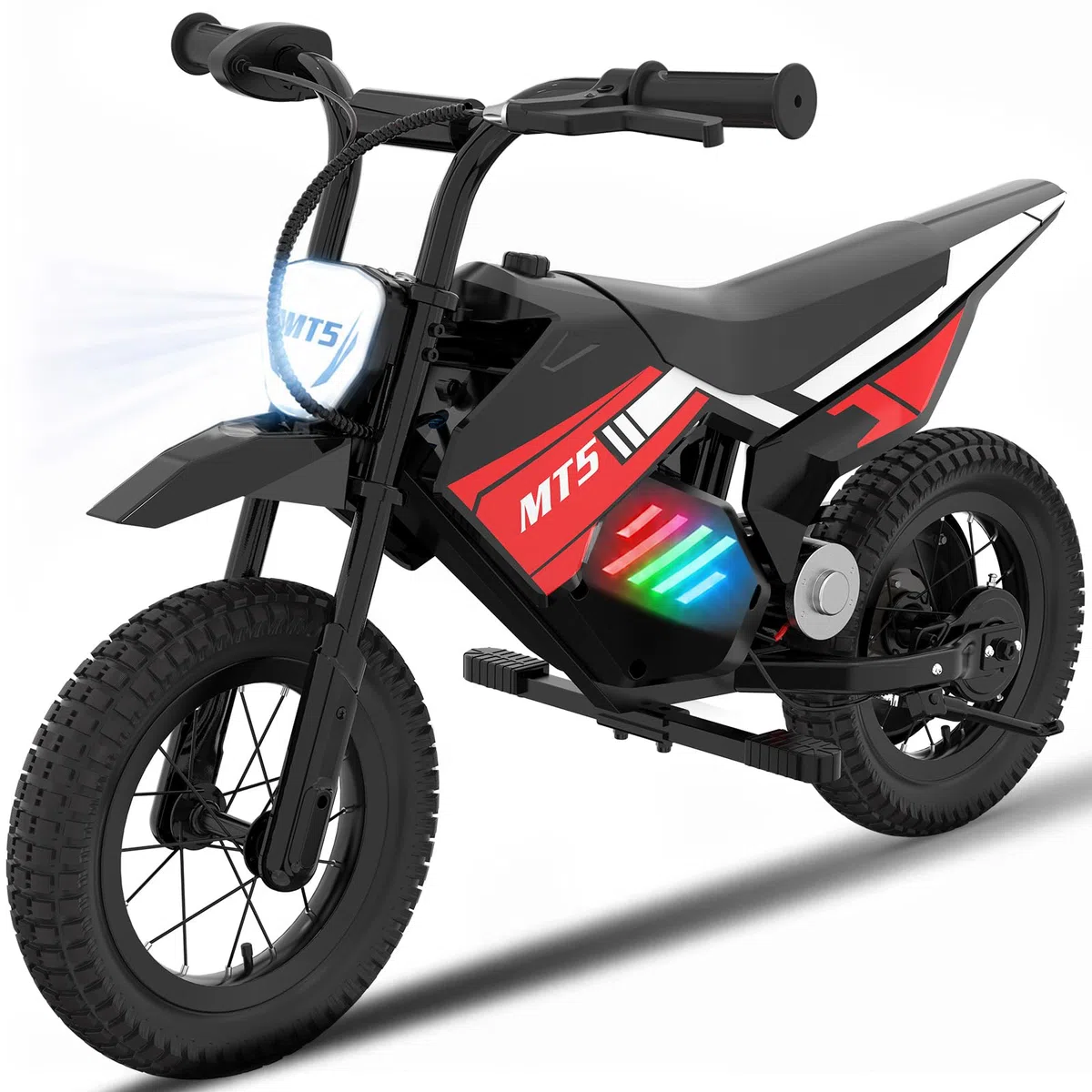 MT5 Elektromotorrad für Kinder mit 150-W-Motor, Geschwindigkeiten 8/16 km/h, Einer Reichweite bis 15 km und 12 Zoll Luftreifen, Motocross für Kinder