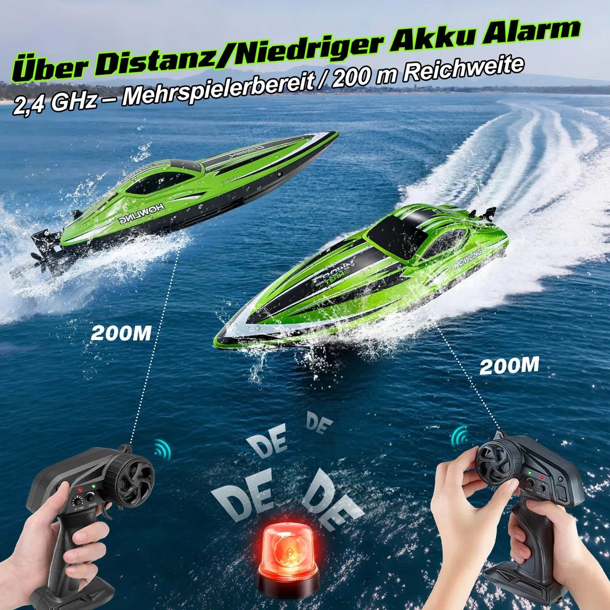 Ferngesteuertes Boot, 55KM/H RC Boot ferngesteuert mit Bürstenloses | 2,4 GHz speedboot ferngesteuert, Motorboot ferngesteuert kinder ab 6 8 jahre 3S-Batterie, LEDs, Selbstaufrichtung,