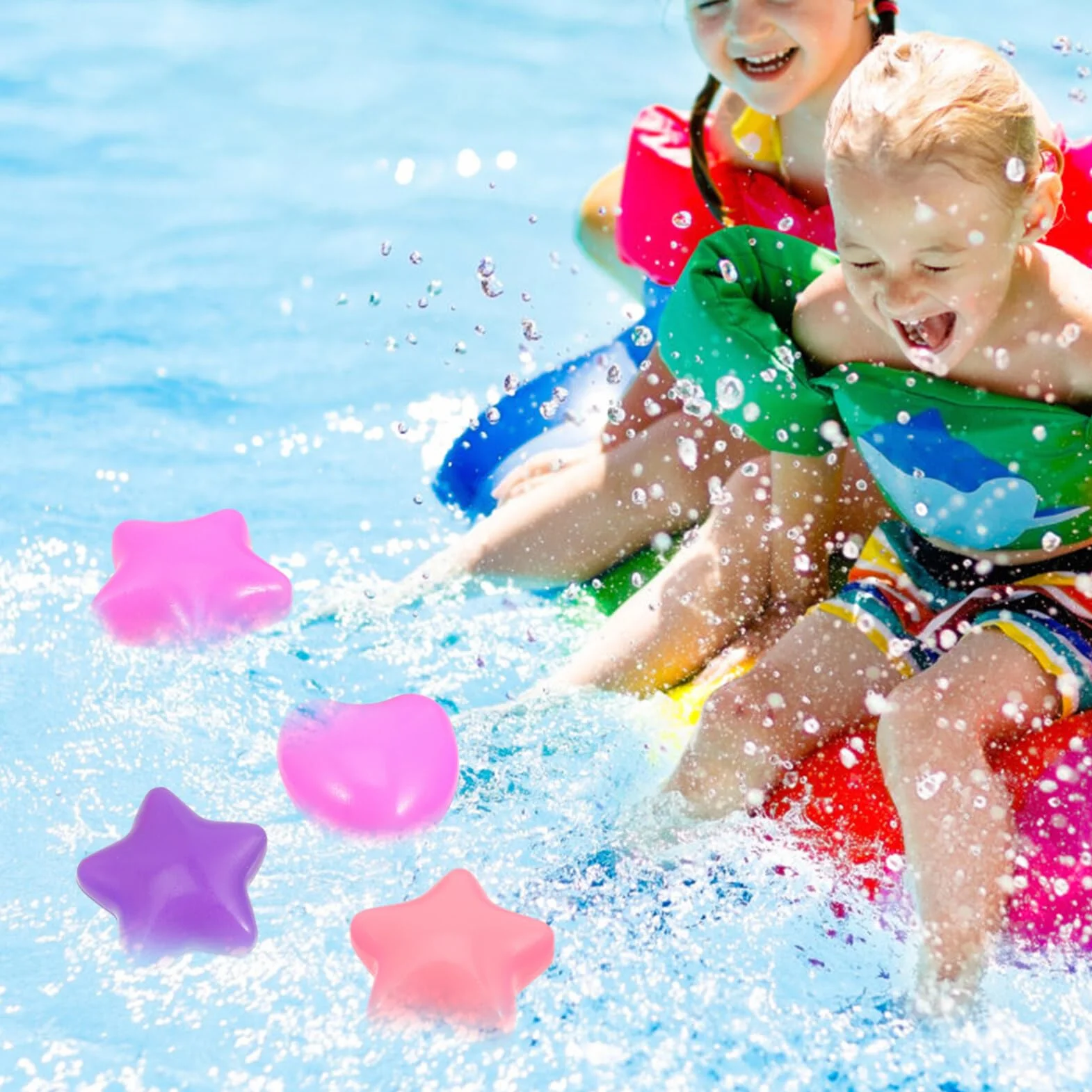 100 Stück Bunte Ozeanbälle Herz- Und Sternförmig Für Kinder - Sicheres Schwimmspielzeug Aus Kunststoff Für Bällebad, Party Und Spielzeit