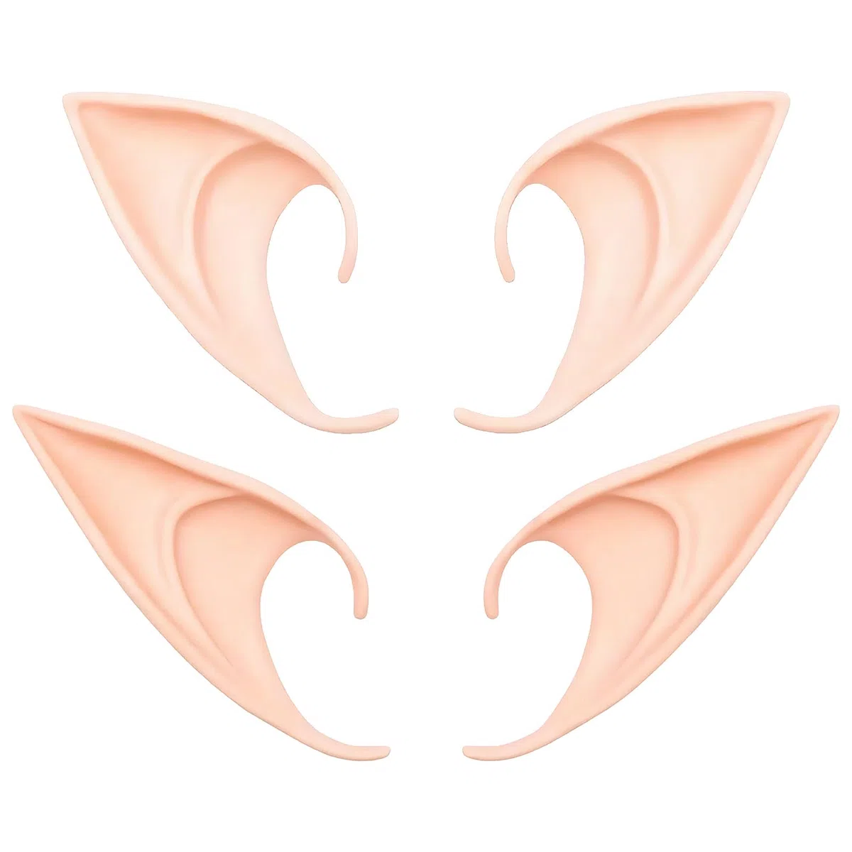 2 Paar Elfenohren Hautfarbe aus Kunststoff, Feenohren für Halloween Karneval und Maskerade Kostüm, Cosplay Zubehör Requisiten für Livestream Party