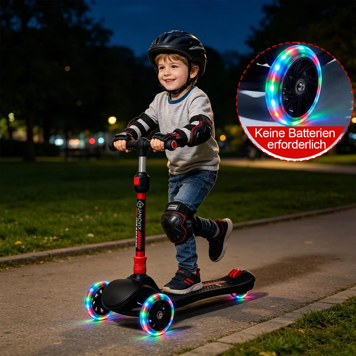 Scooter Kinder, Roller Kinder - 3 Rad Kinderroller mit leuchtenden Rädern | höhenverstellbar, rutschfestes Trittbrett & Hinterradbremse, faltbarer Kinderroller für Jungen und Mädchen 3-12 Jahre