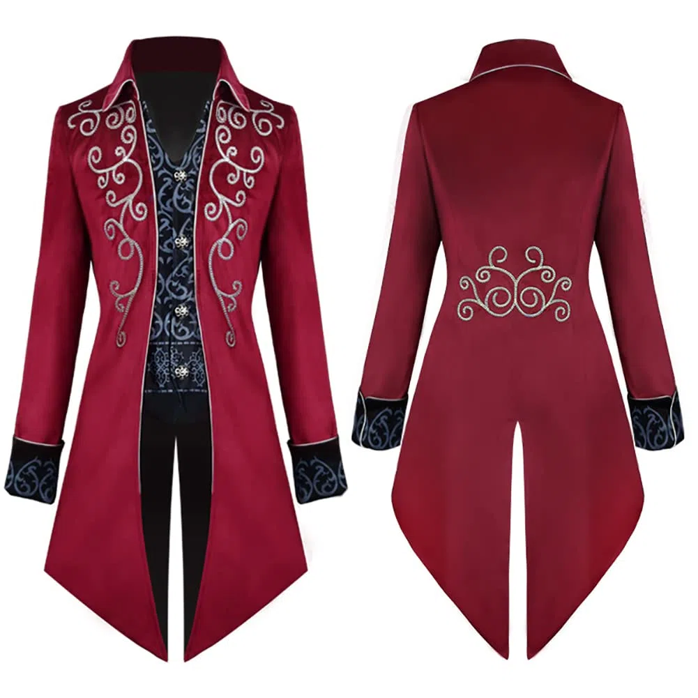 Odizli Mittelalter Kleidung Herren Smoking Steampunk Mantel Halloween Karneval Viktorianisches Gehrock