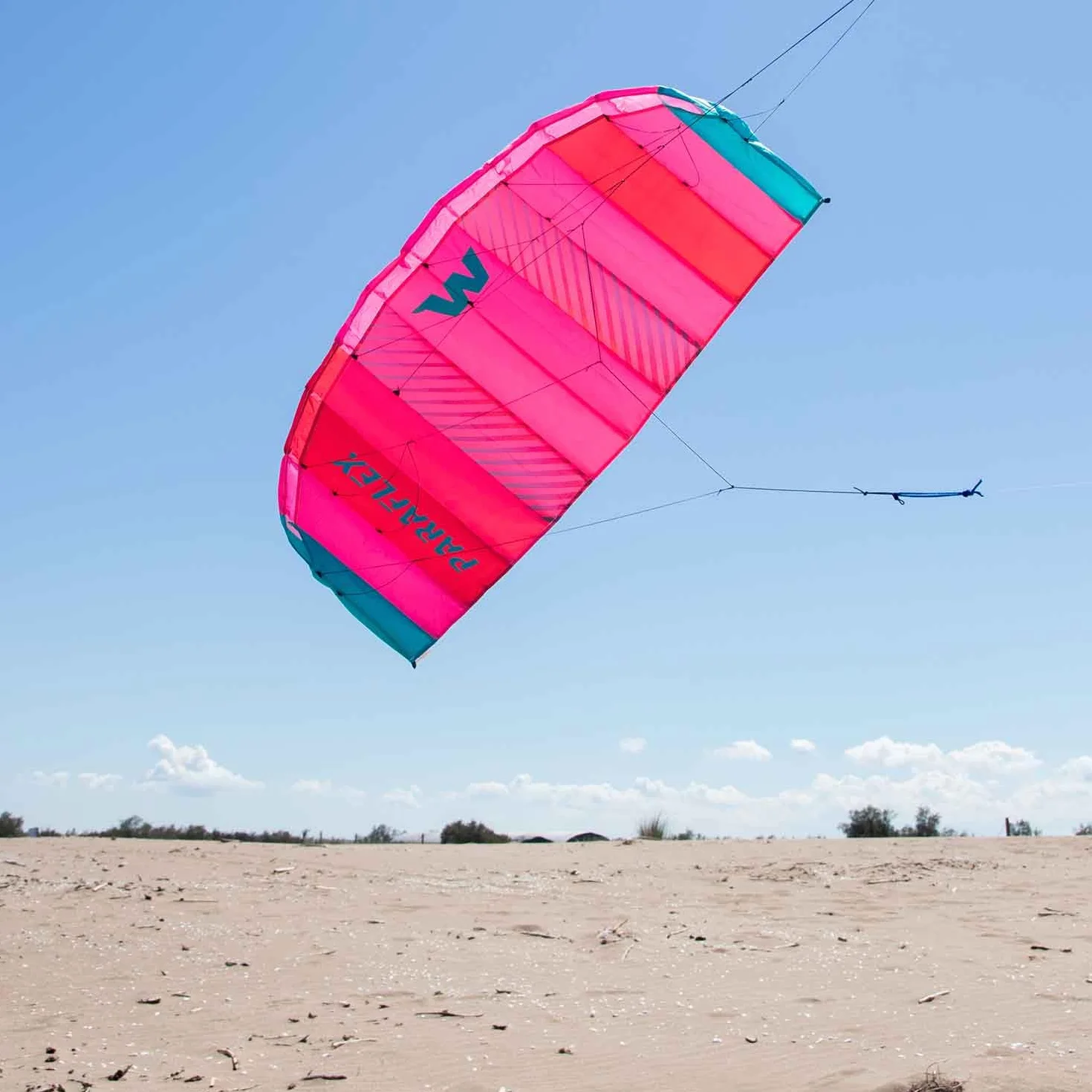 Wolkenstürmer Paraflex Basic (Pink-Rot) – Flugfertige Zweileiner Lenkmatte mit Dyneema-Leinen & Flugschlaufen – Einsteiger Kite für Kinder