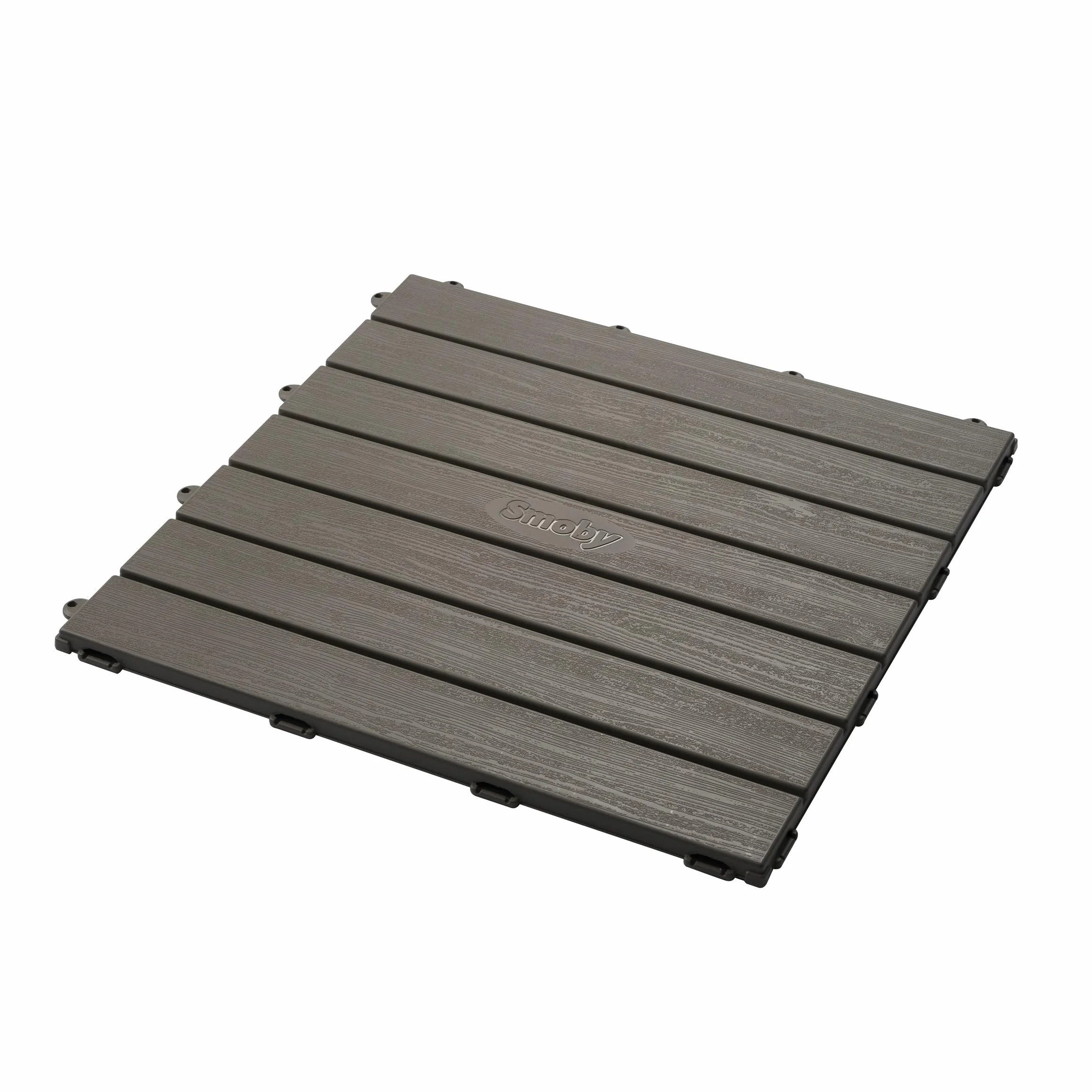 Smoby - Bodenplatten-Set mit Klicksystem, 6 Stück - Zubehör Spielhäuser, strukturierte Holzoptik, recyceltes Material