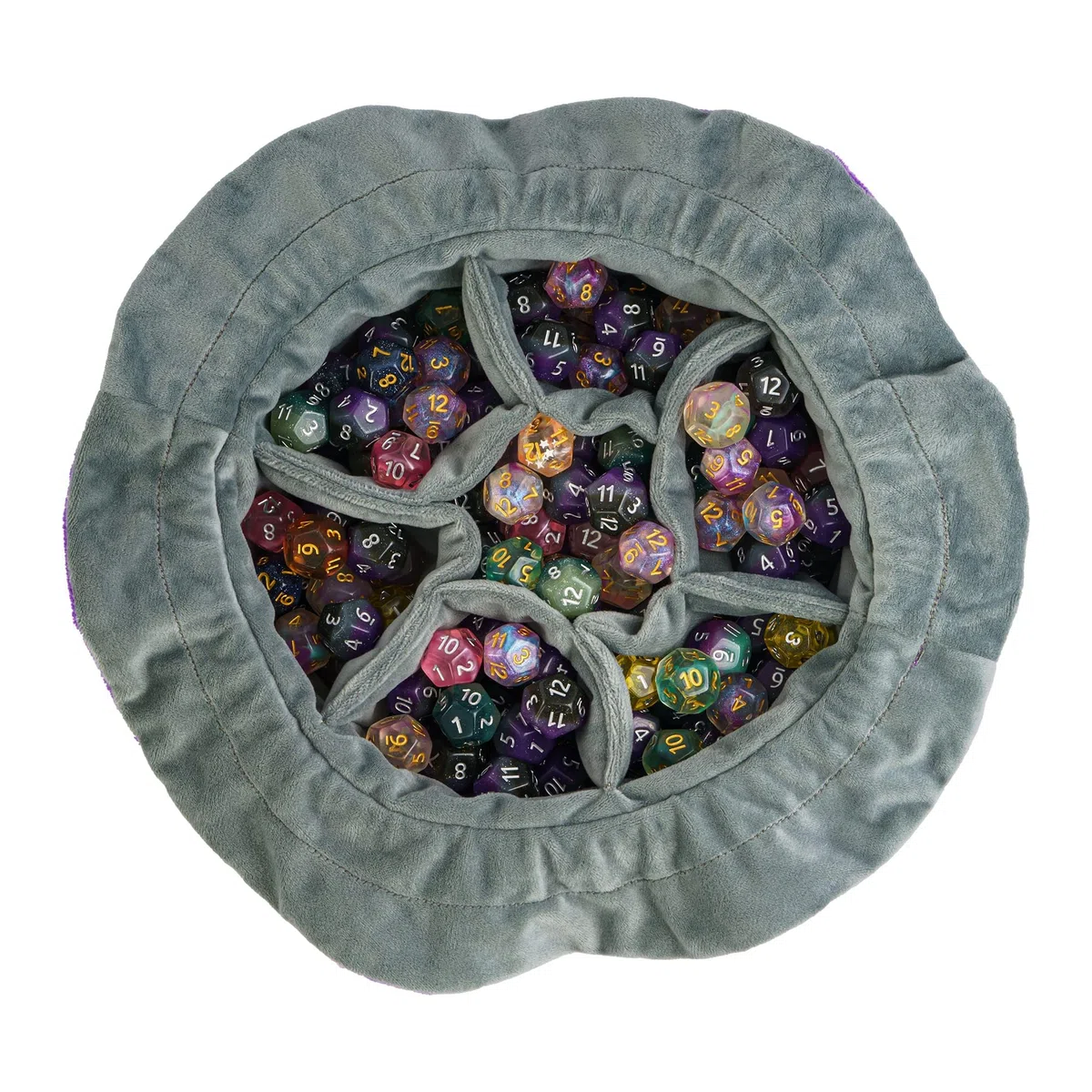 cusdie Würfelbeutel aus Samt mit hoher Kapazität und Taschen, Aufbewahrungstasche, Kapazität 200+ Würfelhalter für DND RPG MTG Game Dices Collection, violett, M, Taschen-Organizer