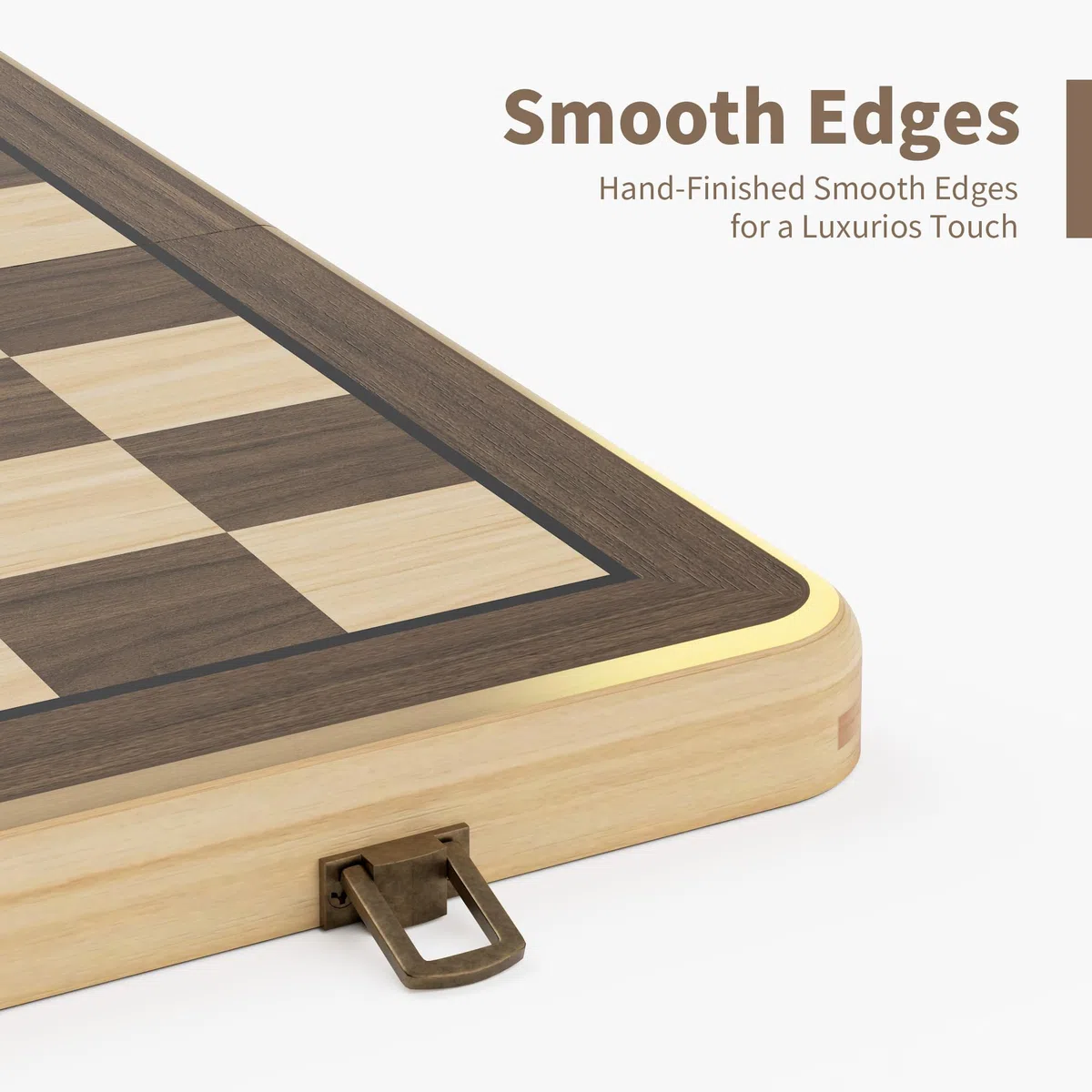 38 cm Holz Klapp-Schach- und Dame-Set, 2-in-1 Brettspiel, 7,6 cm König Staunton Figuren, 2 zusätzliche Damen (Black)