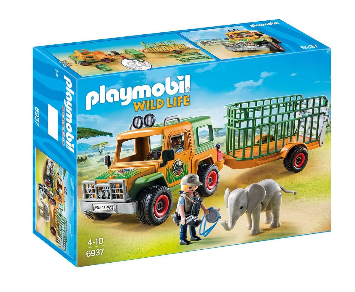 PLAYMOBIL Wild Life 6937 Rangergeländewagen mit Anhänger, Ab 4 Jahren
