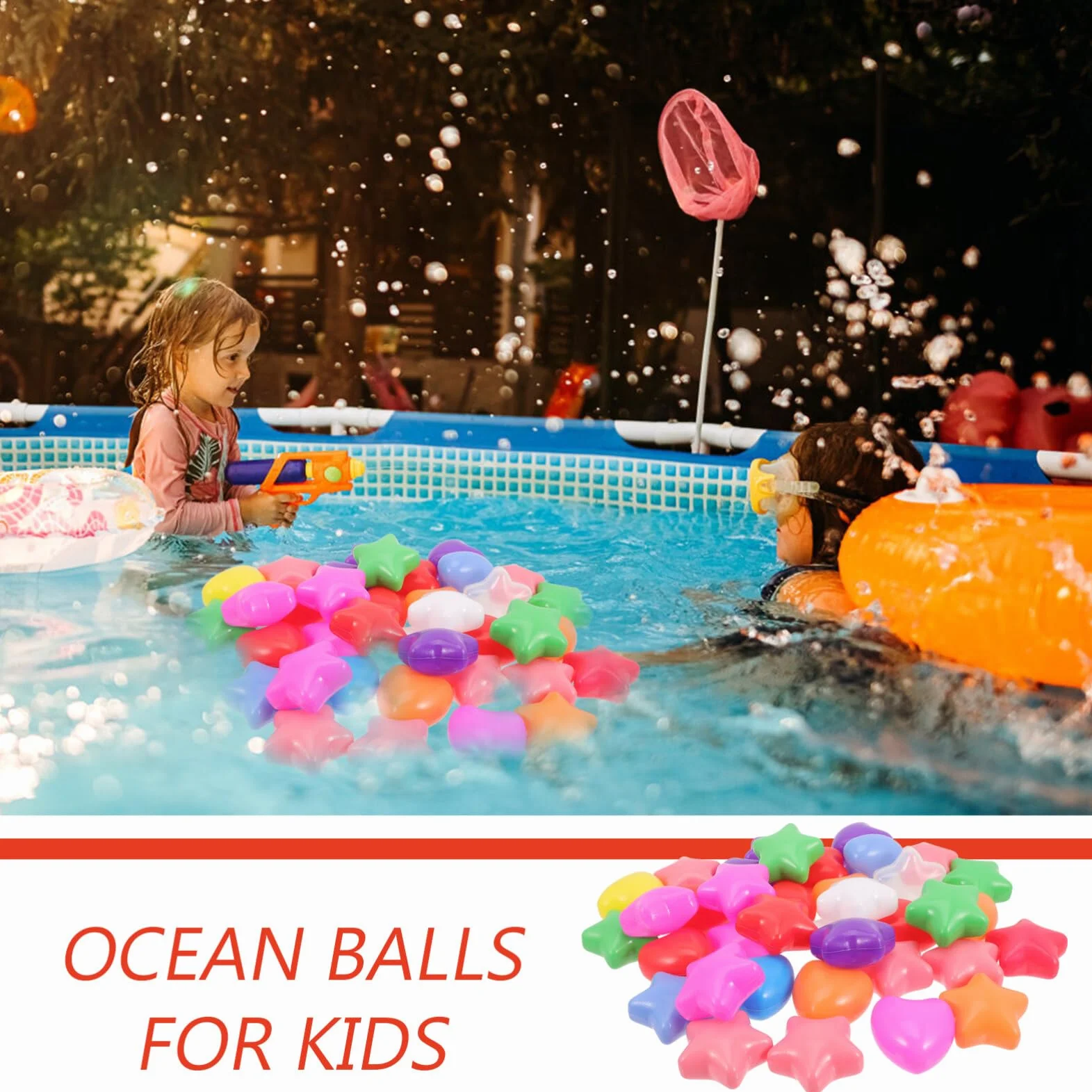 100 Stück Bunte Ozeanbälle Herz- Und Sternförmig Für Kinder - Sicheres Schwimmspielzeug Aus Kunststoff Für Bällebad, Party Und Spielzeit