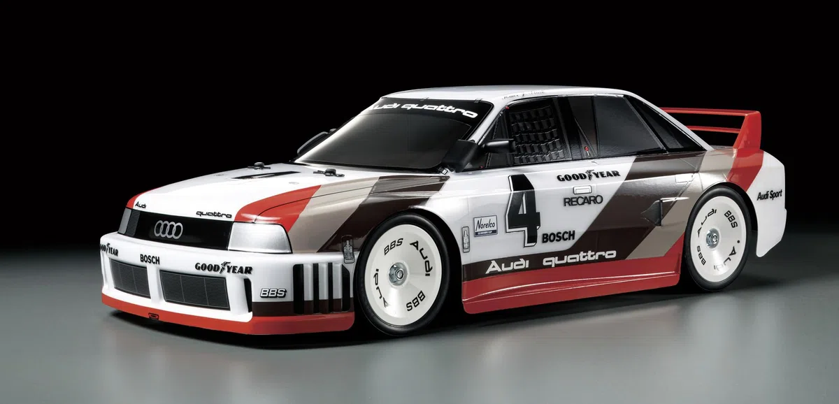 Tamiya 58744 1:10 RC Audi 90 Quattro Racing TT-02 - ferngesteuertes Auto, Fahrzeug, Modellbau, Zusammenbauen, Hobby, RC Bausatz, Metallisch-rot