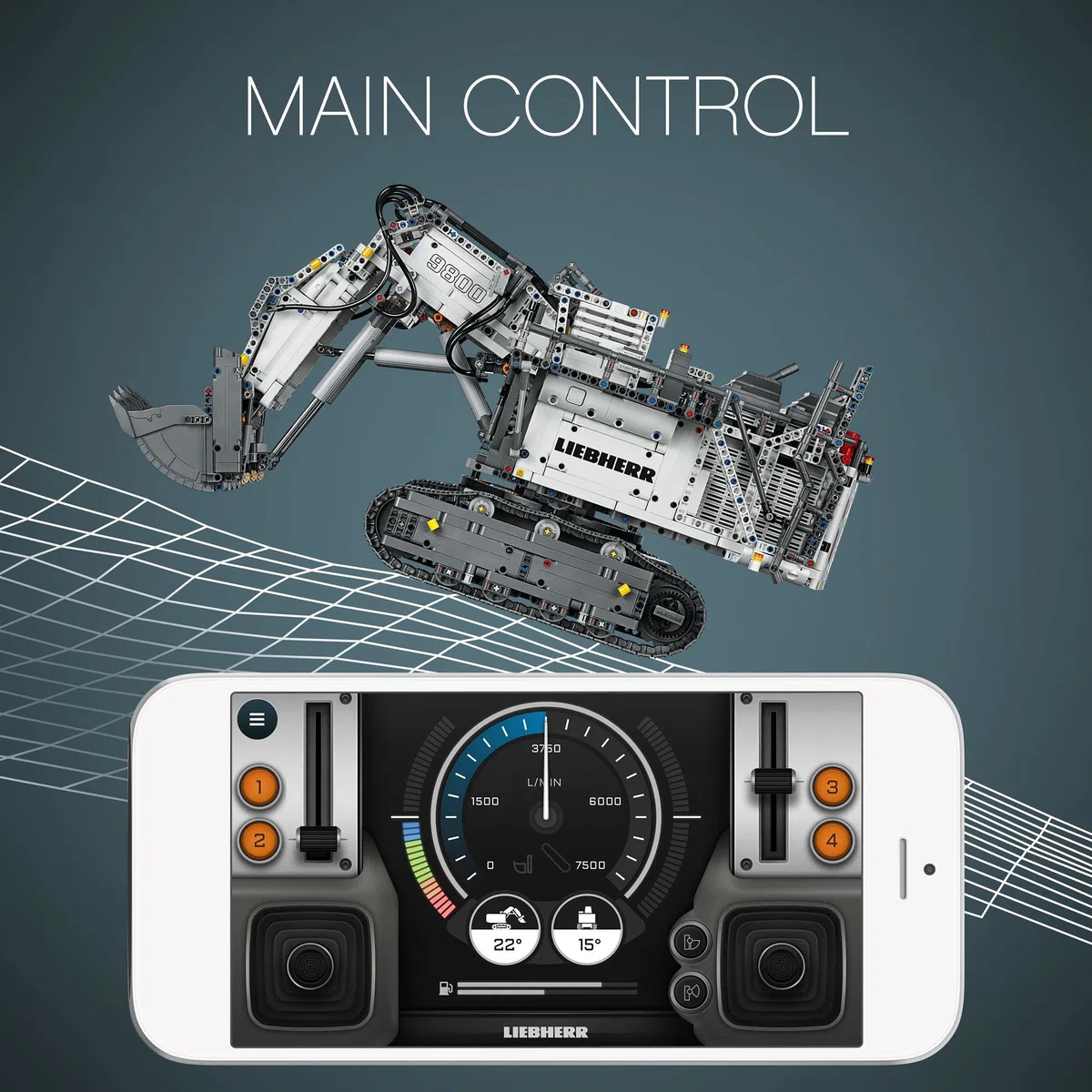 LEGO 42100 Technic Control+ Liebherr Bagger R9800, Ferngesteuerter Bagger, RC Fahrzeug, Spielzeug für Kinder und Erwachsene
