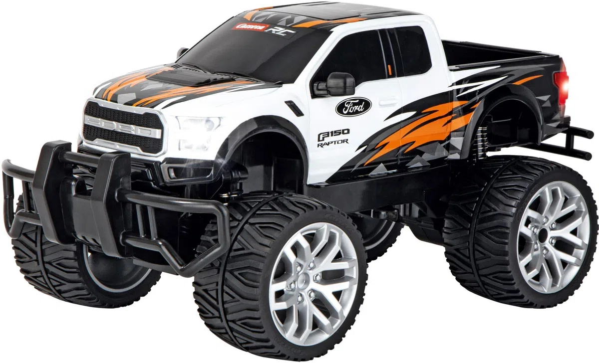 Carrera - 370142042 RC Ford F-150 Raptor I Ferngesteuerter RC Truck I Für Kinder & Erwachsenen I wiederaufladbar Batterie für 40 Minuten Fahrspaß I 18 km/h I Für Anfänger & Profis I 2,4 GHz
