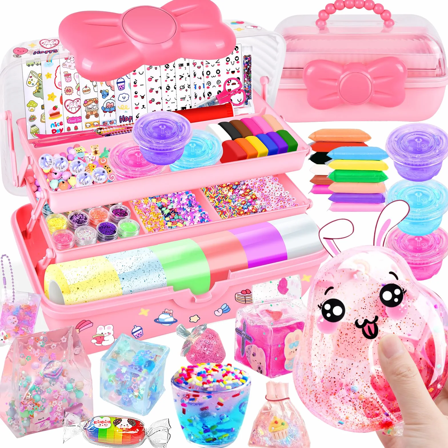 Herenear Nano Tape Bubbles Set, 98 Pcs DIY Bubble Tape Nano Klebeband mit 6 Rollen Nanoband Doppelseitig, Nano Tape Kits für Kinder, Blowing Bubble Party Favors Geschenke