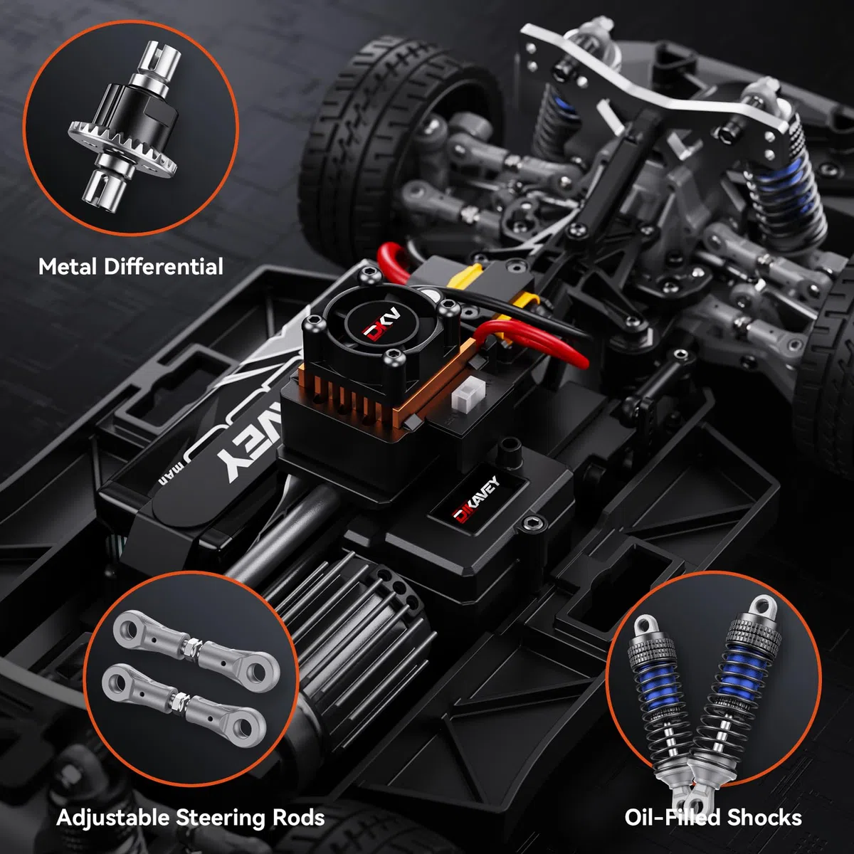 1/12 Schnelle RC-Autos für Erwachsene, Max 50 MPH Brushless Drift Car mit Gyro, 4WD RTR High Speed Rally, mit 3S 2200 mAh Drifting RC-Fernbedienungsauto für Erwachsene