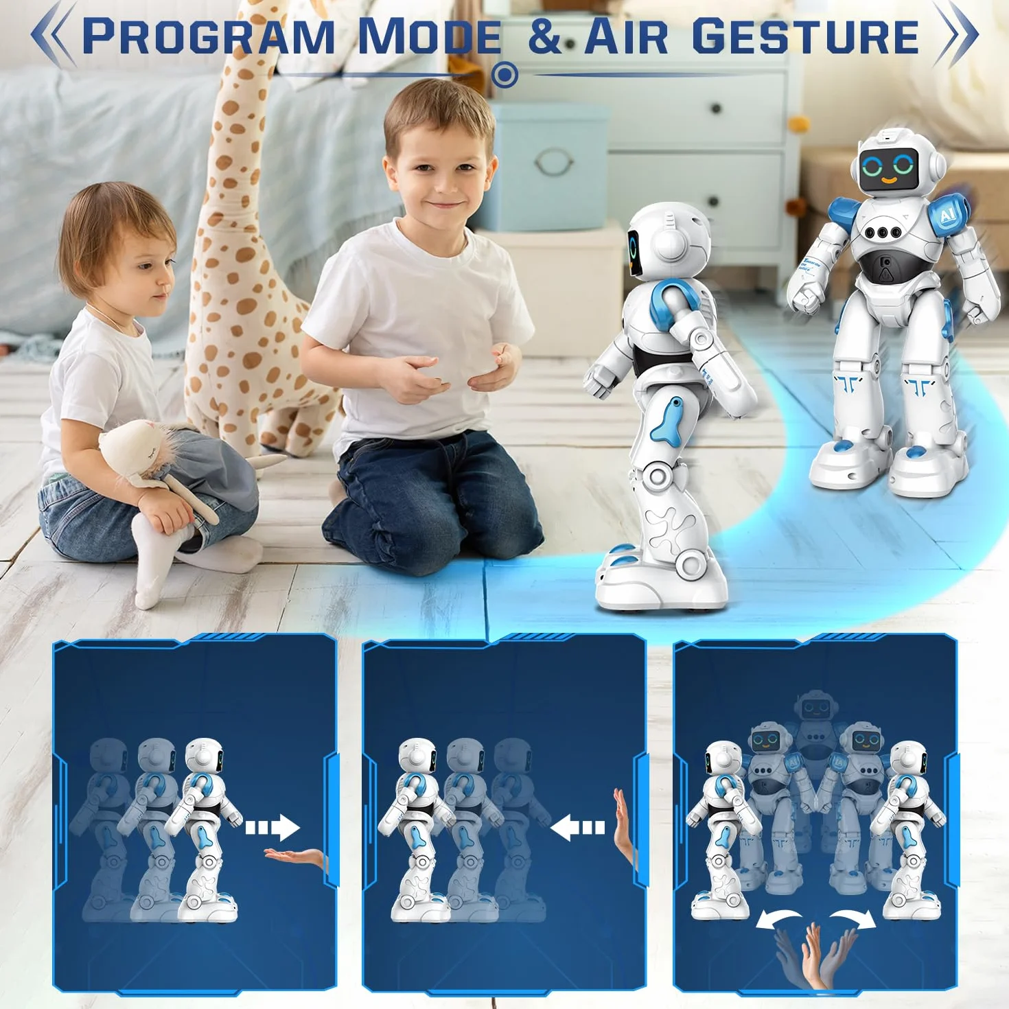 VATOS Roboter Spielzeug für Kinder ab 3-12 Jahre - Ferngesteuerter Roboter, Gestensteuerung Programmierbare RC Roboter Spielzeug Dancing Walking Smart Robot Jungen Mädchen Geburtstag Geschenk