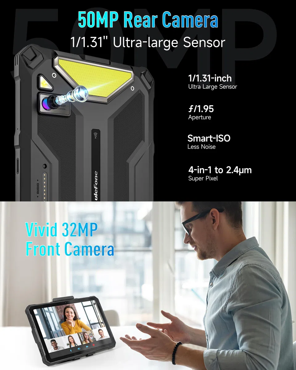 Ulefone Armor Pad 4 Ultra 5G Outdoor Tablet 10080mAh, Android 14 Wasserdicht IP68K, 16GB+256GB/SD-2TB Robustes 2K FHD+ 10.36 Zoll, 50MP+32MP Kamera, 1100 LED-Licht, uSmart Erweiterung/Dual SIM/OTG/NFC
