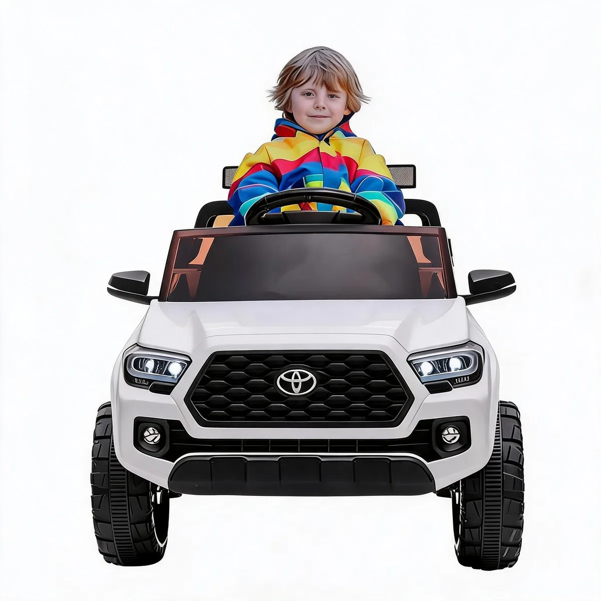 Lizenziertes Toyota 12V Kinder Elektroauto – Mit Fernbedienung, Sicherheitsgurt, sanftem Start, LED-Beleuchtung, Federung – Elektrisches Kinderfahrzeug ab 3 Jahre – Farbe: Weiß