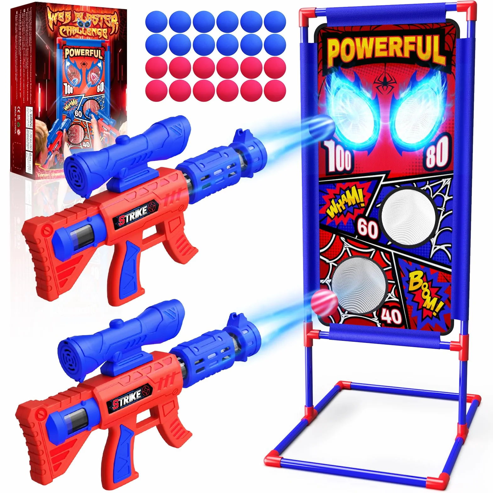 Spielzeug ab 3-12 Jahre Junge, Schießspiele mit 2 Air Pistole Guns mit Visier|4 Punktzonen|24 Schaumball, Outdoor Garten Spiele Geschenk Junge 4 5 6 7 8 9 10 Jahre Geburtstag Ostergeschenke Kinder