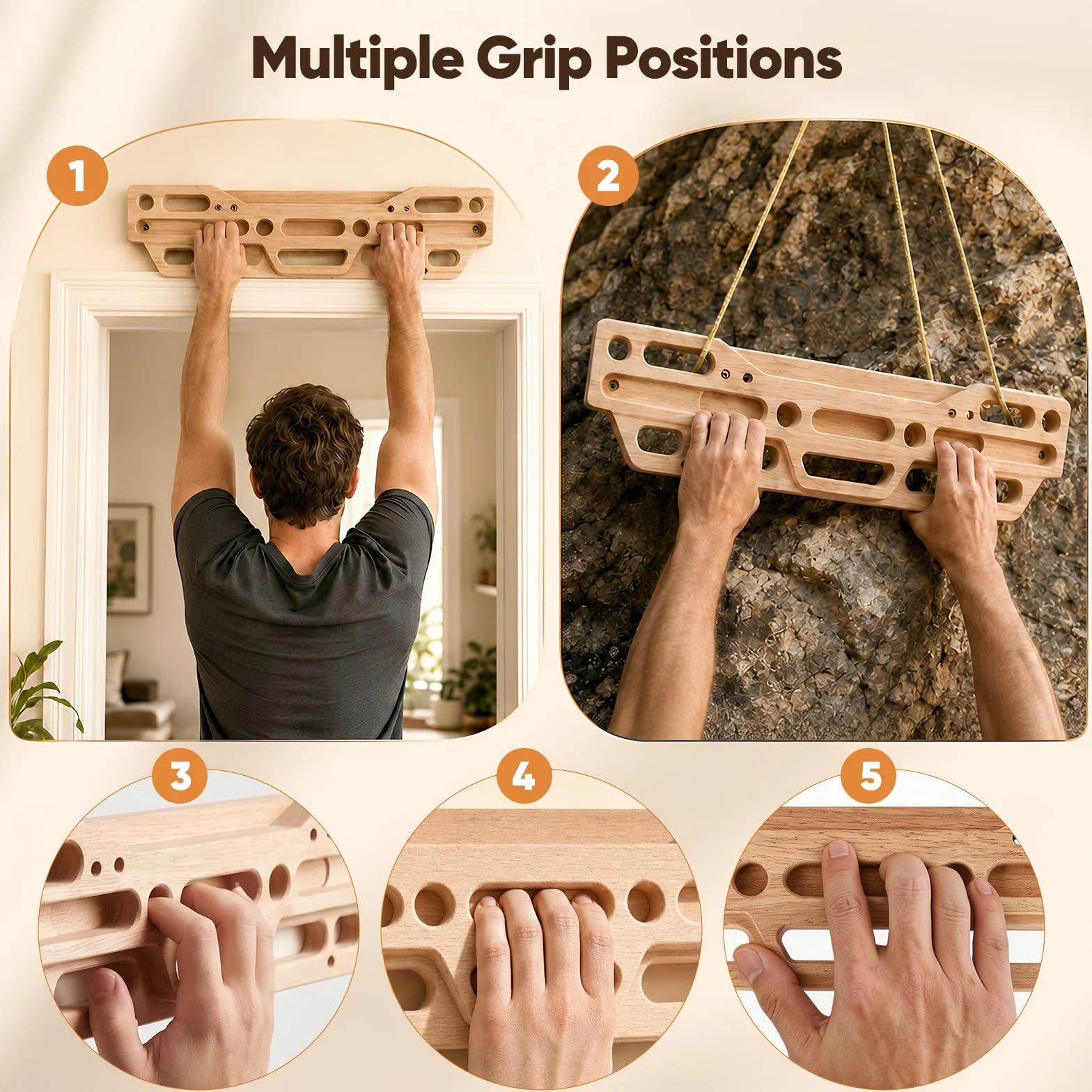 Hangboard Türrahmen,Kletterbrett aus Holz mit Schrauben,Fingerboard Klettern und Bouldern,inklusive Klettergriffe,Fingertraining & Trainingsgerät für Anfänger und Fortgeschrittene