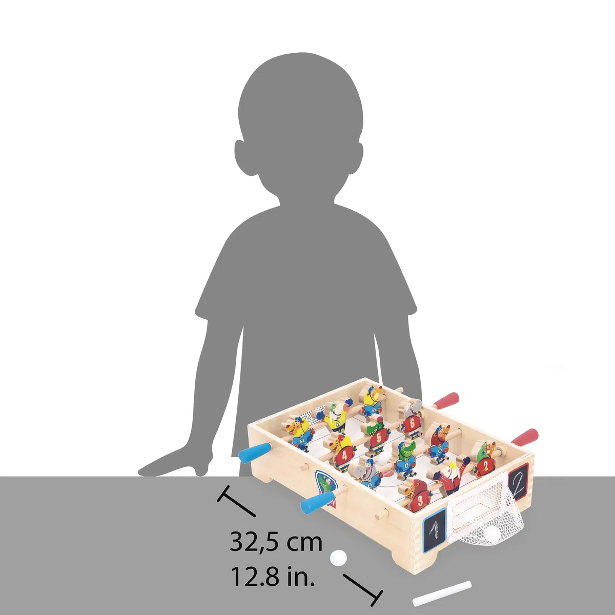 Janod - Mini Tischfußball aus Holz für Kinder - Thema Eishockey - Fördert die Fähigkeit zu tauschen und zu teilen - FSC Produkt - Ab 3 Jahre - J03367