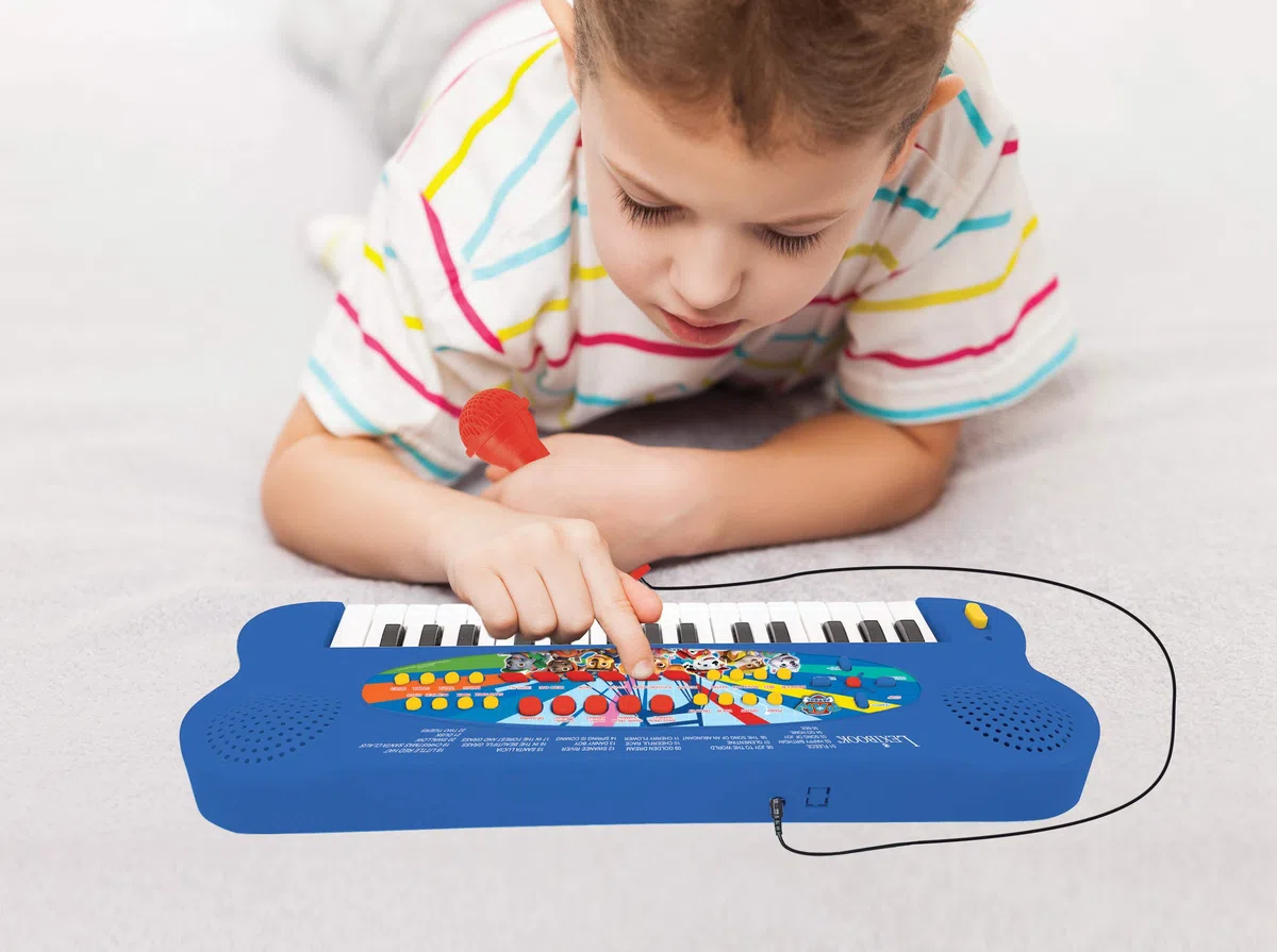 Lexibook, Paw Patrol, Elektronisches Keyboard mit Mikrofon, 32-Tasten-Klavier, Mikrofon zum Singen, 22 Demo-Songs, batteriebetrieben, blau/rot, K703PA