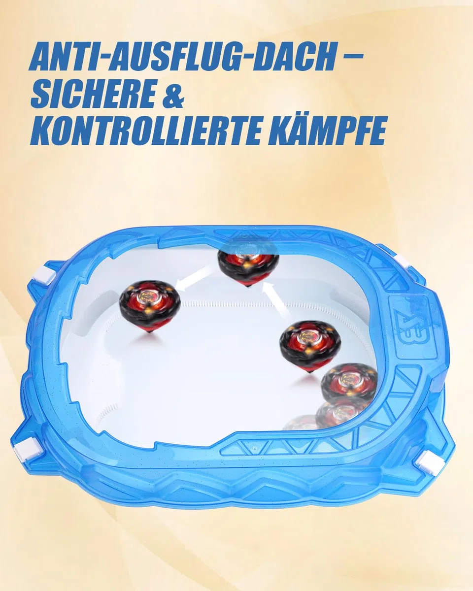 X-Arena Starter-Set – 6 Battle-Tops mit 2 Startern, Beschleunigungsbahn & Schutzdach, Geschenk für Jungen & Mädchen ab 6 J