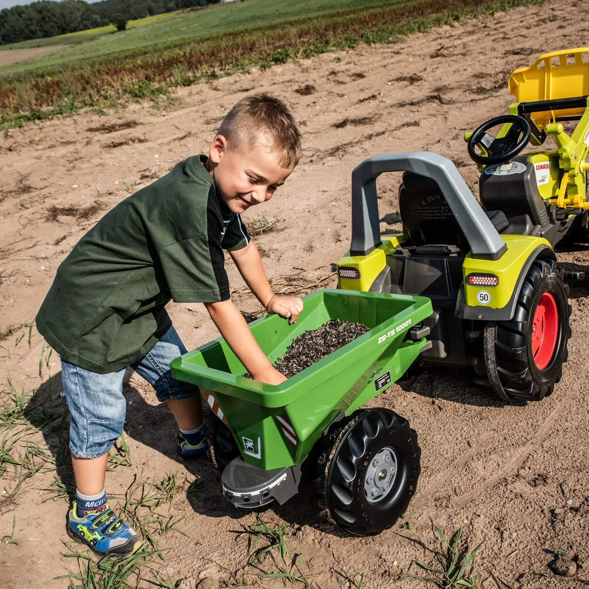 Rolly Toys rollyStreumax e Streuanhänger für Trettraktor (von 3-10 Jahren, ABN. Abdeckung, Streugutmulde) 125104