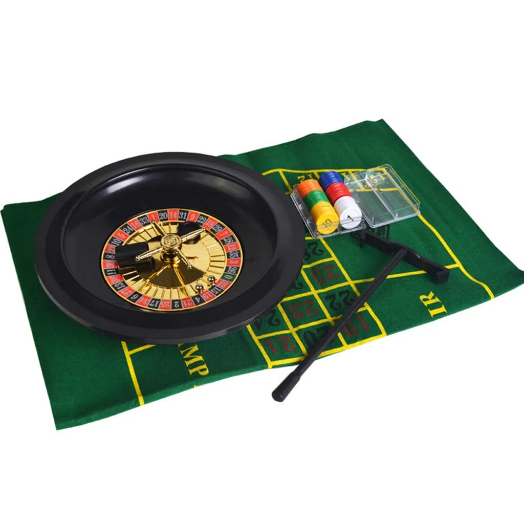 Roulette Spiel Set 25.4 cm mit Tischdecke, Chips, Sammelrechen und Stahlkugel für Party, Brettspiel, Casino Roulette, KTV Partyspiel, Grün und Schwarz, 10 Jahre+, 120.0 Jahre+