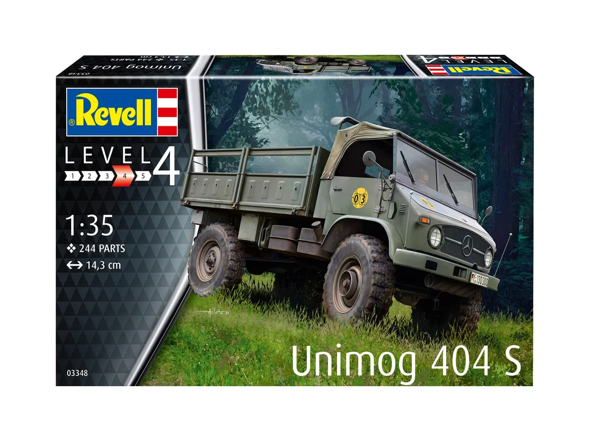Revell Modellbausatz I Unimog 404 S I Detailreiches Level 4 Militärfahrzeug I 244 Teile I Maßstab 1:35 I für Kinder und Erwachsene ab 12 Jahren