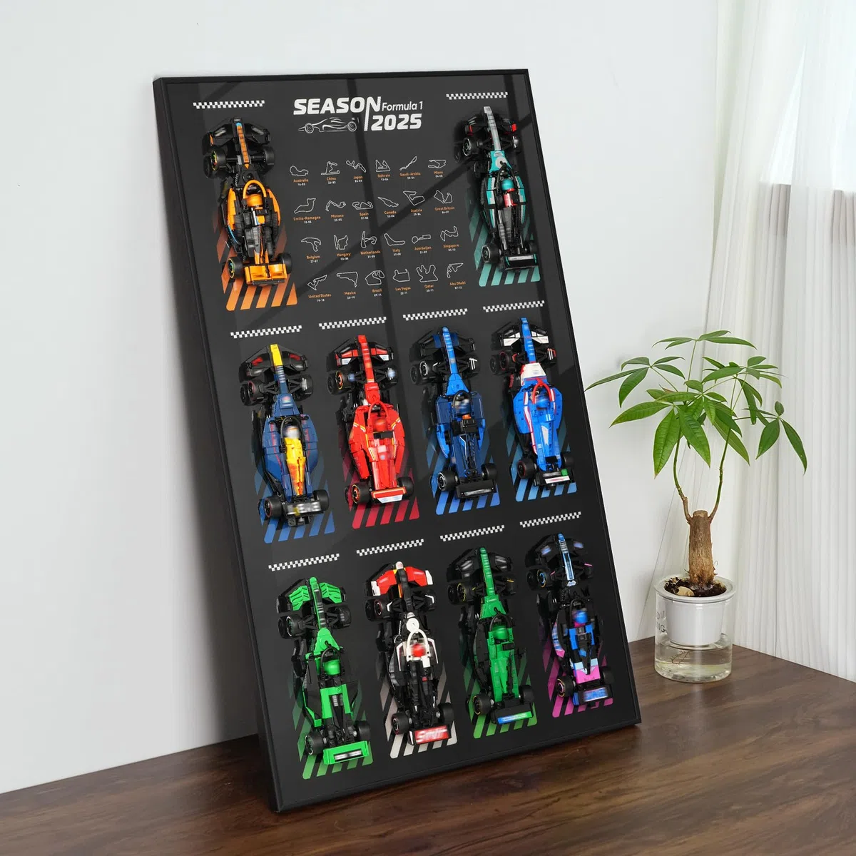 Display Wallboard für lego Speed Champions Ultimate Formula 1 Collector's Pack(Autos Nicht enthalten) Wandhalterung für lego 66802 Collectible F1 Model Car Kit, platzsparende, kreative Heimdekoration