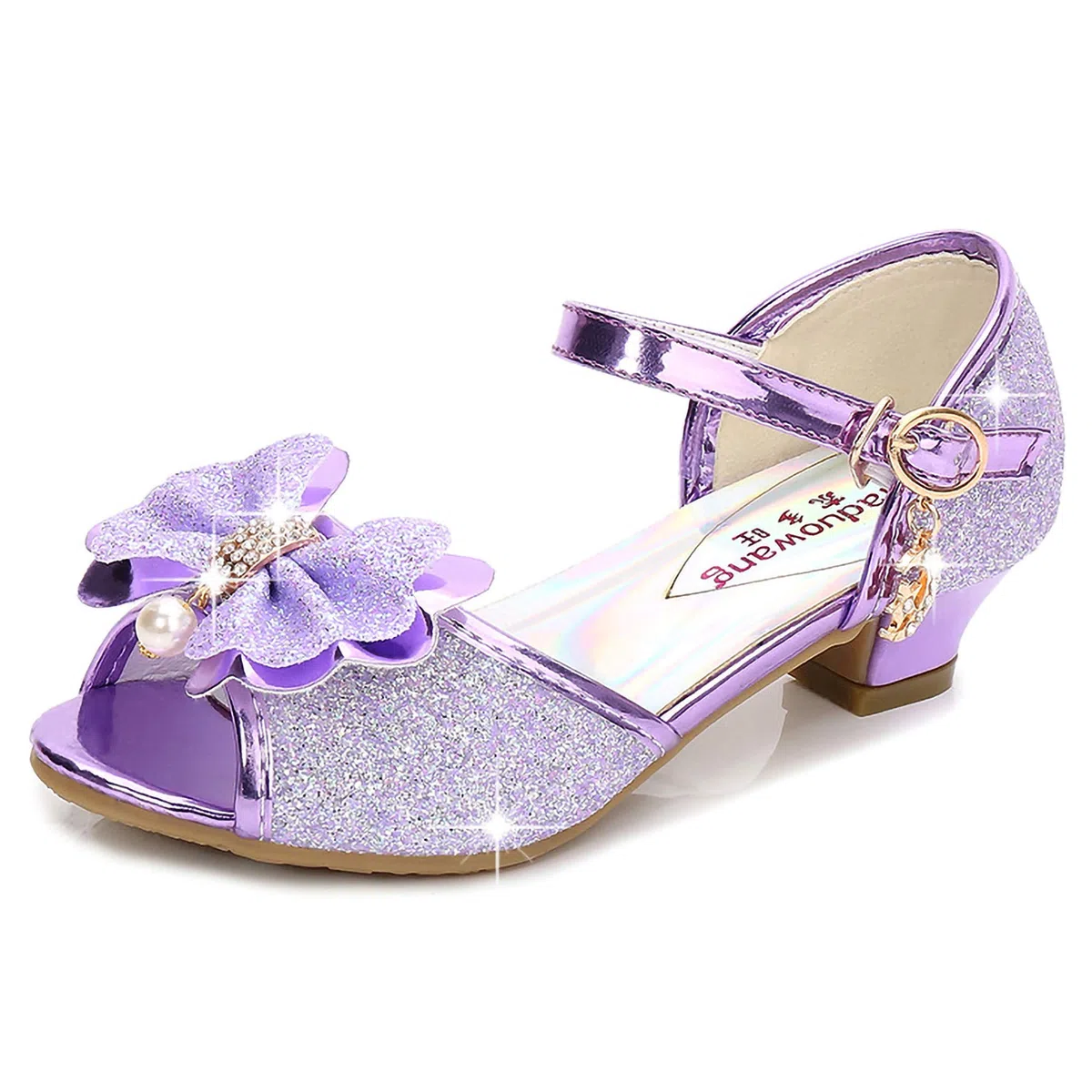 Sandalen für Mädchen rutschfest Schuhe für Kinder Geburtstag Weihnachten Prinzessinnenschuhe Offene Spitze Stöckelschuhe Allerheiligen Fest Partykleid
