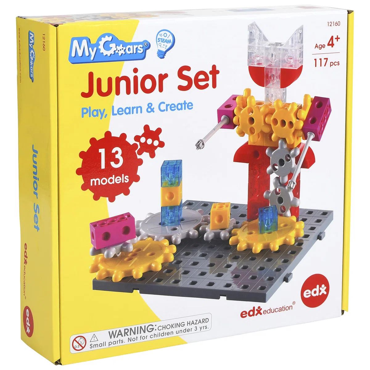 edxeducation My Gears Kinder-Set | 117 Teile | 13 Aktivitäten | Zahnrad-Spielzeug für Kinder | Baue rotierende, bewegliche Modelle | Konstruktionsspielzeug für Kinder von 4-8 Jahren