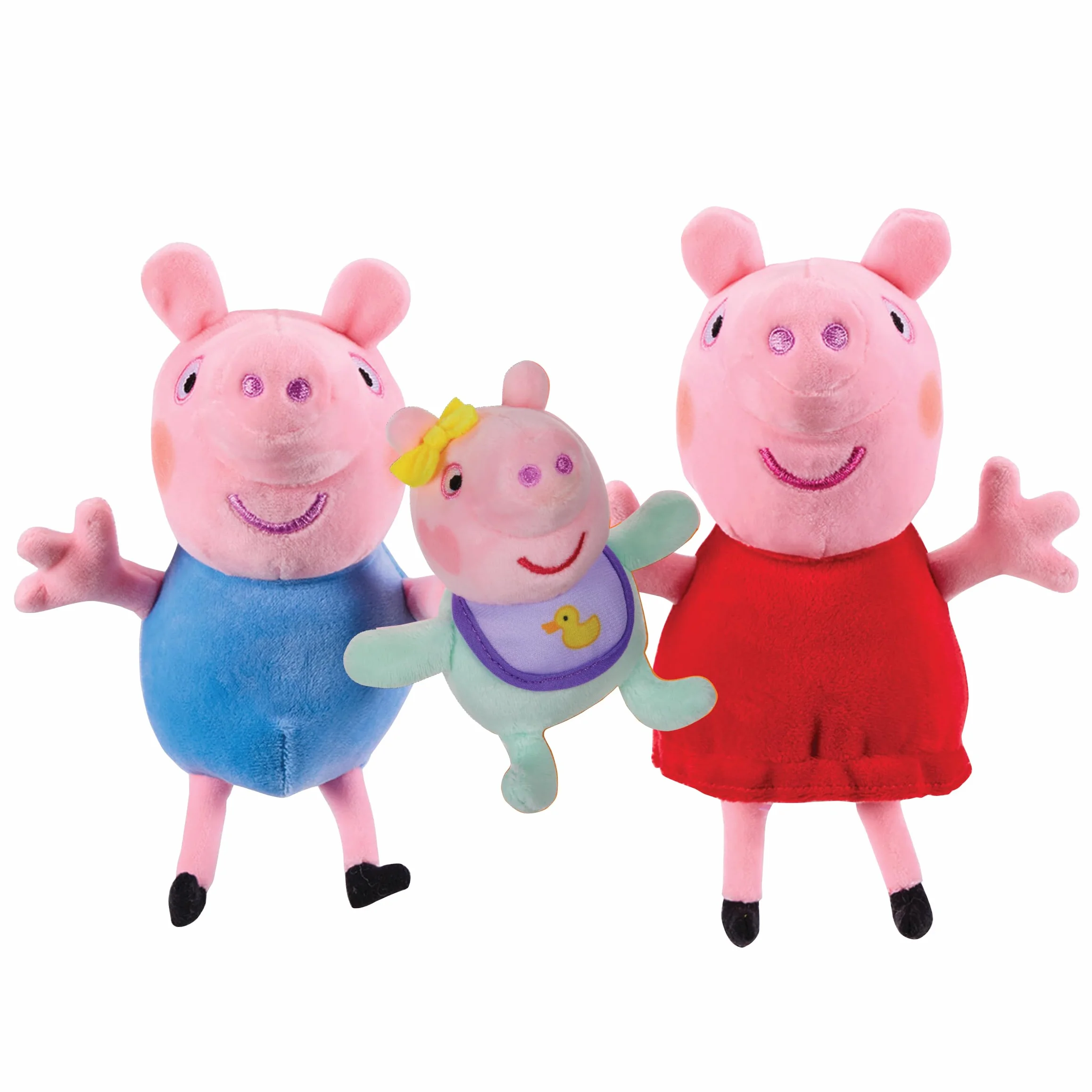 Peppa Pig Kuscheltiere 3er-Set – Peppa, Schorsch & Baby Evie – Superweiche Plüschfiguren im klassischen Peppa-Pig-Stil, Spielzeug ab 18 Monaten