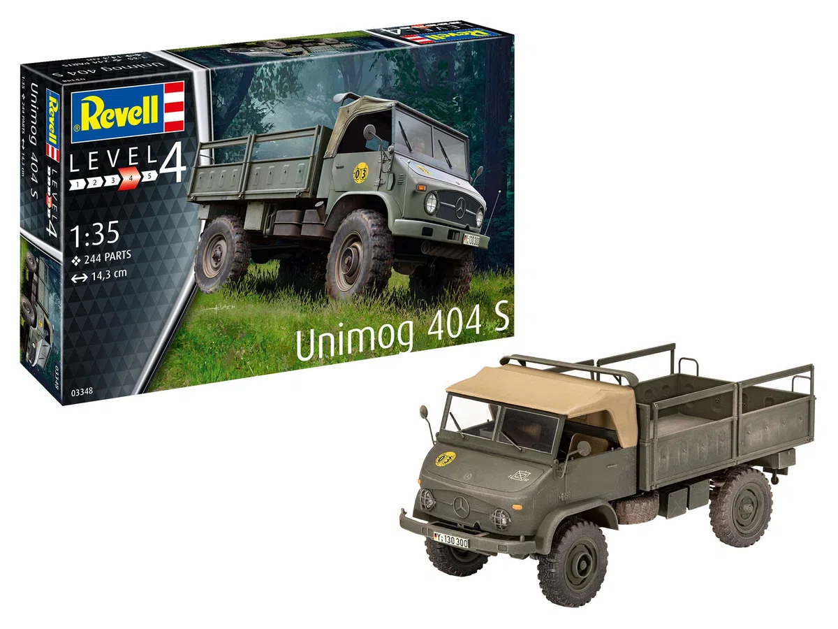 Revell Modellbausatz I Unimog 404 S I Detailreiches Level 4 Militärfahrzeug I 244 Teile I Maßstab 1:35 I für Kinder und Erwachsene ab 12 Jahren