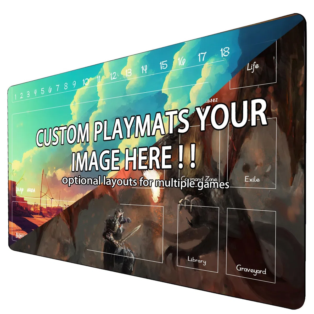 Individuelle Spielmatte für TCG-Kartenspiel, Personalisieren Sie Ihr Spielerlebnis, Verschiedene Spielzonen, Design-Optionen, rutschfeste Oberfläche für MTG Yu-Gi-Oh Pokemon Lorcana Kartenspiel