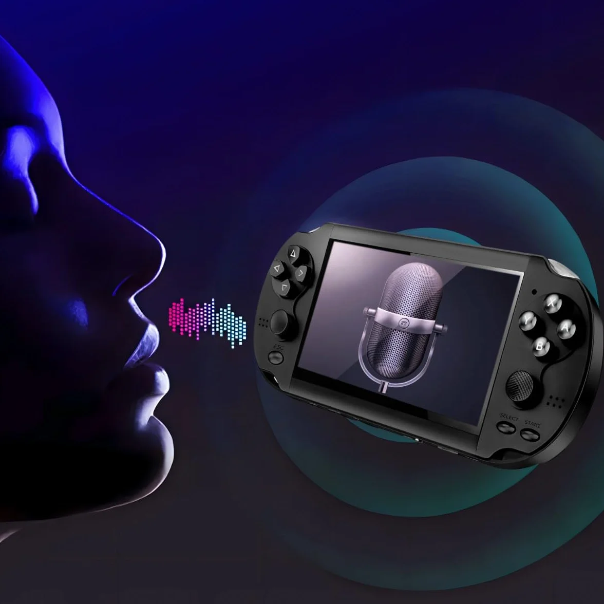 Retoo Handheld Spielkonsole, 5,1 Zoll HD-Display, Tragbare Retro Game Console mit 1000+ Spielen, SD-Kartenleser, Kopfhörer enthalten, ideal für Kinder & Erwachsene, Schwarz