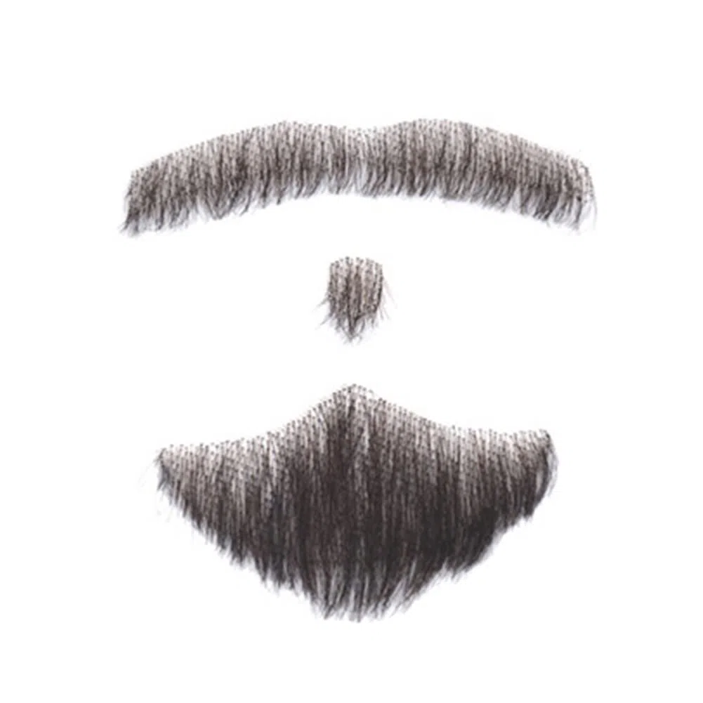 Remeehi Natürliches schwarzes Herren-Bart-Echthaar, Spitze, handgefertigt, künstlicher Schnurrbart-Kostüm, Pretend Beards